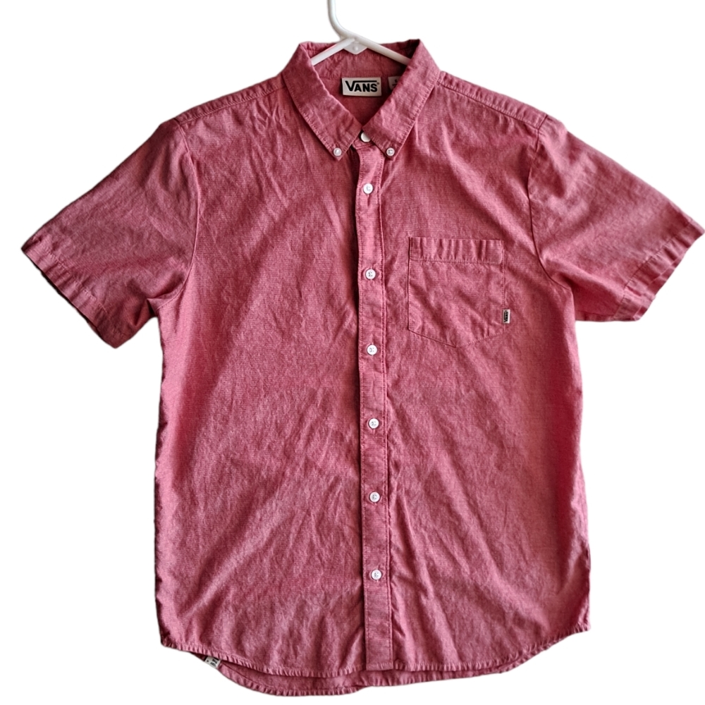 Vans pink short sleeve button up shirt/top